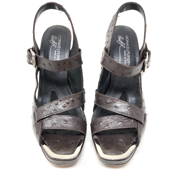 DONALD J PLINER brown heeled sandals, made in Italy, size 9 - Picture 1 of 8